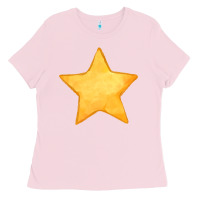 Bubblegum Pink yellow star Ladies Tee - FaDigitalArtStudio