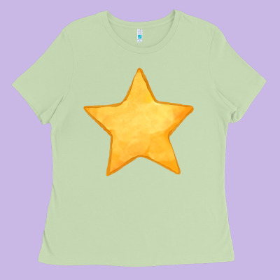 Yellow Star Ladies Tee Designed By Fadigitalartstudio