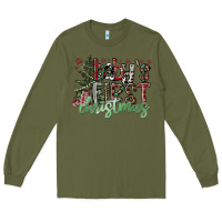 Army Green Baby's First Christmas Long Sleeve Tee - CowhideDigitalArt
