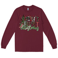 Burgundy Baby's First Christmas Long Sleeve Tee - CowhideDigitalArt