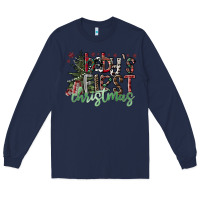 Navy Baby's First Christmas Long Sleeve Tee - CowhideDigitalArt