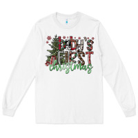 White Baby's First Christmas Long Sleeve Tee - CowhideDigitalArt