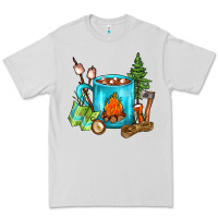 Dove Grey Camping Coffee Premium Tee - FaDigitalArtStudio