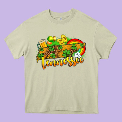 St. Patrick's Tennessee Map Heavy Core Tee Designed By Oliviacreatesart
