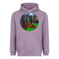 Lavender Black Angus Cattle and Bull Merry Christmas Heavyweight Hoodie - RanaPortraitStore
