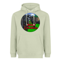 Matcha Black Angus Cattle and Bull Merry Christmas Heavyweight Hoodie - RanaPortraitStore