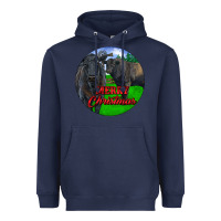 Navy Black Angus Cattle and Bull Merry Christmas Heavyweight Hoodie - RanaPortraitStore