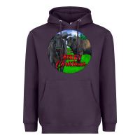 Plum Black Angus Cattle and Bull Merry Christmas Heavyweight Hoodie - RanaPortraitStore