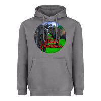 Storm Black Angus Cattle and Bull Merry Christmas Heavyweight Hoodie - RanaPortraitStore