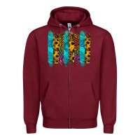 Burgundy turquoise leopard sunflowers colorful Zipper Hoodie - RanaPortraitStore