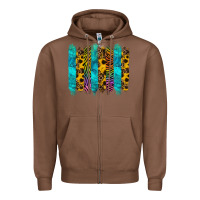 Chestnut turquoise leopard sunflowers colorful Zipper Hoodie - RanaPortraitStore