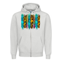 Dove Grey turquoise leopard sunflowers colorful Zipper Hoodie - RanaPortraitStore