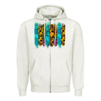 Oatmeal Heather turquoise leopard sunflowers colorful Zipper Hoodie - RanaPortraitStore