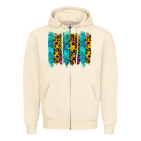Sandshell turquoise leopard sunflowers colorful Zipper Hoodie - RanaPortraitStore