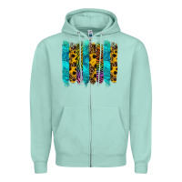 Seafoam turquoise leopard sunflowers colorful Zipper Hoodie - RanaPortraitStore