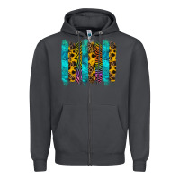 Smoke turquoise leopard sunflowers colorful Zipper Hoodie - RanaPortraitStore