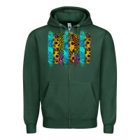 Sports Green turquoise leopard sunflowers colorful Zipper Hoodie - RanaPortraitStore