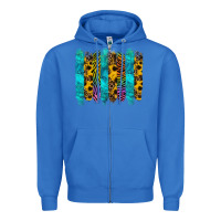 True Royal turquoise leopard sunflowers colorful Zipper Hoodie - RanaPortraitStore
