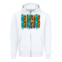 White turquoise leopard sunflowers colorful Zipper Hoodie - RanaPortraitStore