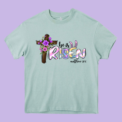 Easter He Is Risen Matthew 28 6 Heavy Core Tee Designed By Jasminsmagicworld