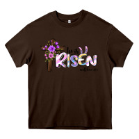Chocolate Brown easter he is risen matthew 28 6 Heavy Core Tee - Jasminsmagicworld