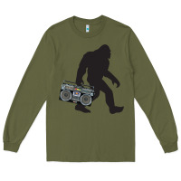 Army Green bigfoot beatbox boom box retro   bigfoot boom box Long Sleeve Tee - DesigneFamous