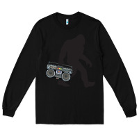 Black bigfoot beatbox boom box retro   bigfoot boom box Long Sleeve Tee - DesigneFamous