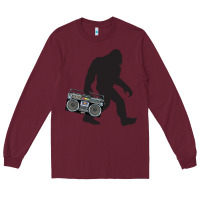 Burgundy bigfoot beatbox boom box retro   bigfoot boom box Long Sleeve Tee - DesigneFamous