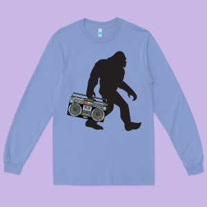 Bigfoot Beatbox Boom Box Retro   Bigfoot Boom Box Long Sleeve Tee Designed By Designefamous