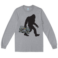 Heather Grey bigfoot beatbox boom box retro   bigfoot boom box Long Sleeve Tee - DesigneFamous