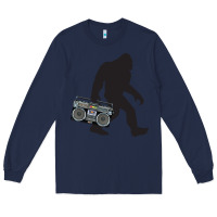 Navy bigfoot beatbox boom box retro   bigfoot boom box Long Sleeve Tee - DesigneFamous