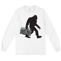 White bigfoot beatbox boom box retro   bigfoot boom box Long Sleeve Tee - DesigneFamous
