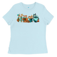 Baby Blue Winter Coffee Cups Ladies Tee - FaDigitalArtStudio