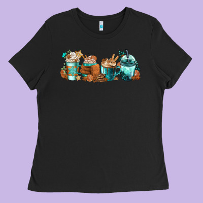 Winter Coffee Cups Ladies Tee Designed By Fadigitalartstudio