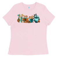 Bubblegum Pink Winter Coffee Cups Ladies Tee - FaDigitalArtStudio