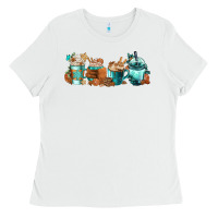 White Winter Coffee Cups Ladies Tee - FaDigitalArtStudio