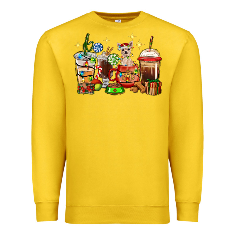 Christmas Coffee Cups With Chihuahua Premium Sweatshirt by RanaPortraitStore | Teevron