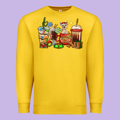 Christmas Coffee Cups With Chihuahua Premium Sweatshirt Designed By Ranaportraitstore