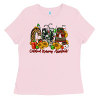 Bubblegum Pink christmas cna certified nursing assistant Ladies Tee - FaDigitalArtStudio