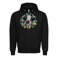 Black baby cow with sunflower Zipper Hoodie - RanaPortraitStore