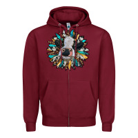 Burgundy baby cow with sunflower Zipper Hoodie - RanaPortraitStore