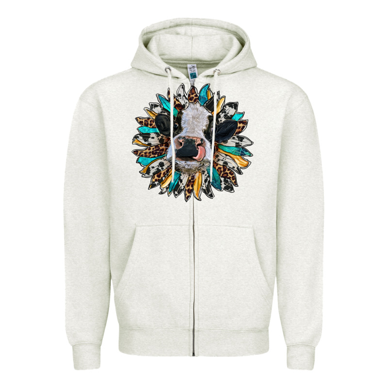 Baby Cow With Sunflower Zipper Hoodie by RanaPortraitStore | Teevron