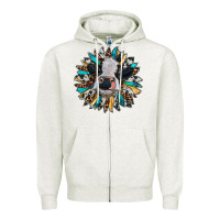 Oatmeal Heather baby cow with sunflower Zipper Hoodie - RanaPortraitStore