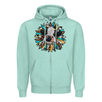 Seafoam baby cow with sunflower Zipper Hoodie - RanaPortraitStore