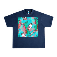 Navy Nurse Gloves Seamless Pattern Urban Heavy Tee - BundleAndBundleShop