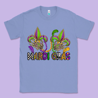 Mardi Gras Skeleton Hands  Fleur De Lis Classic Tee Designed By Oliviacreatesart