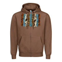 Chestnut tool leather leopard cowhide backround Zipper Hoodie - RanaPortraitStore