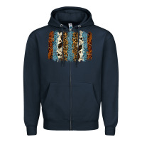 Navy tool leather leopard cowhide backround Zipper Hoodie - RanaPortraitStore