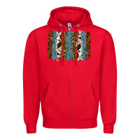 Red tool leather leopard cowhide backround Zipper Hoodie - RanaPortraitStore