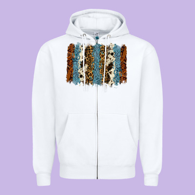 Tool Leather Leopard Cowhide Backround Zipper Hoodie Designed By Ranaportraitstore